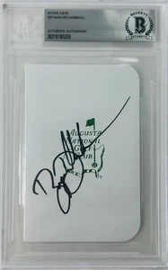 BRYSON DECHAMBEAU FIRMATO AUGUSTA MASTERS GOLF SCORE CARD AUTOGRAFO BASSO LASTRATO - Foto 1 di 2