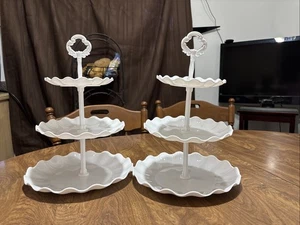 2 Packs 3-Tier Round Dessert Stand Candy Cupcake Fruit Serving Tray VGC - Picture 1 of 3