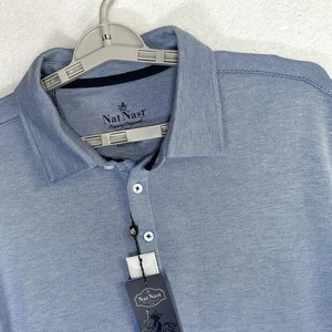 Nat Nast Luxus Originals Poloshirt Herren XL Blau Kurzarm Viskose Mischung Neu - Bild 1 von 7