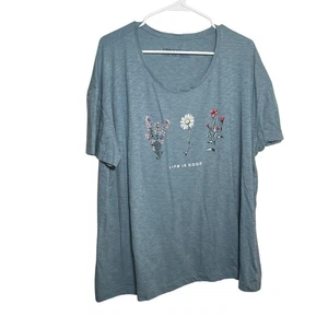 Life Is Good T-Shirt Women's XXL Short Sleeve Floral Shirt Top Casual Top - Picture 1 of 8