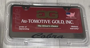 FORD COBRA License Plate Frame SILVER Stainless Steel- Automotive Gold - Picture 1 of 2