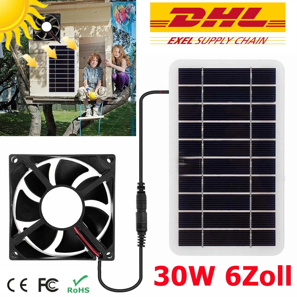 Tragbarer Mini USB Solar Ventilator Lüfter Mit Solarpanel Betriebener Lüfter 30W - Bild 1 von 4