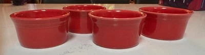 Fiesta Ramekin Cups Set Of 4 Soufflé Bowl 8 Oz 4” Scarlet Red Homer Laughlin USA - Image 1 of 4