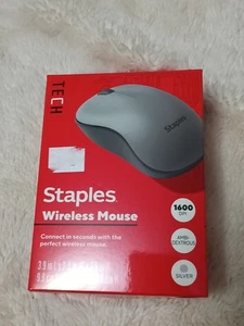 NEW Staples Wireless MOUSE Optical USB Silver Ambidextrous - Picture 1 of 3