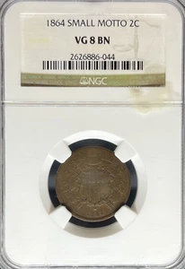1864 Two Cent VG8 NGC Small Motto (#PA2626886044) - Picture 1 of 2