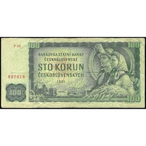 100 Korun, Czechoslovakia, 1961 (F), Pick 91b, Czechoslovakia, 1961 - Picture 1 of 2