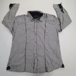 Marc Ecko Shirt Mens 2X Black White Checkered Button Up Casual Style - Picture 1 of 6