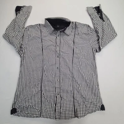 Marc Ecko Shirt Mens 2X Black White Checkered Button Up Casual Style - Image 1 of 4