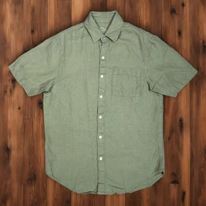 Alex Crane Ola Moss Linen Short Sleeve Button Up Shirt Mens Small Classic Casual - Picture 1 of 5