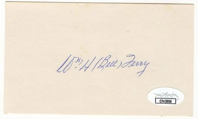 Bill Terry Signed Autographed Index Card Giants HOFer JSA CF45906 - Image 1 of 2