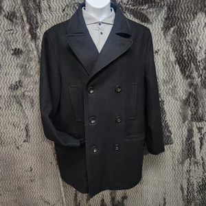 Eddie Bauer Peacoat Mens Medium Double Breasted Wool Cashmere Blend Jacket - Picture 1 of 15