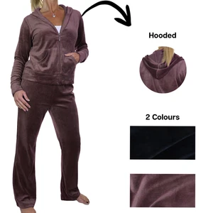 Damen Velour Trainingsanzug Set 2-teilig Jacke und Jogginghose Set gerades Bein 10-20 - Bild 1 von 16