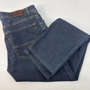 Pantalones de mezclilla elásticos de pierna recta azul 34 x30 Trussardi para hombre lavado oscuro - Imagen 1 de 13