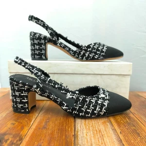 MiraAzzurra Black and white tweed slingback heels UK 4 - Picture 1 of 4