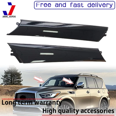 2PCS For Infiniti QX56 QX80 Nissan Armada 11-22 Windshield Trim Pillar Molding Foto 1 de 4