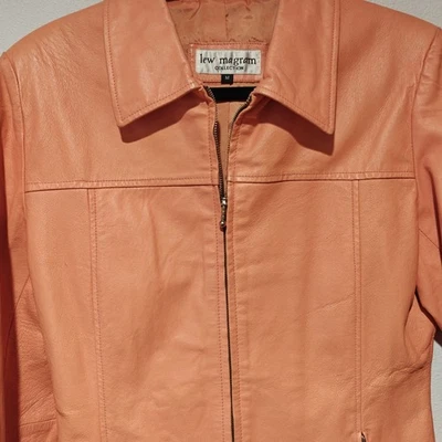Chaqueta de cuero vintage Lew Magram Collection mediana naranja pastel para mujer Foto 1 de 4