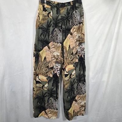 Pantalones De Colección Alberto Makali Jungle Safari Temático Tiro Alto Pierna Recta Talla 4 Foto 1 de 4