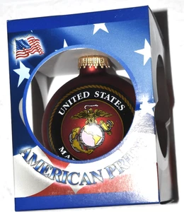 ORNAMENTO NATALIZIO DA COLLEZIONE, rosso/bianco/blu, "US Marine Corps", nuovo con scatola - Foto 1 di 4