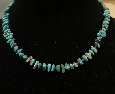 "Collar turquesa pájaro peyote plata esterlina nativo del suroeste 16,5""" Foto 1 de 3