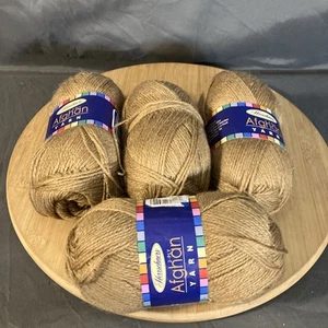 Herrschners 2-ply Afghan Yarn "Dk Beige" Lot of 4 Skeins 0023 - Picture 1 of 4