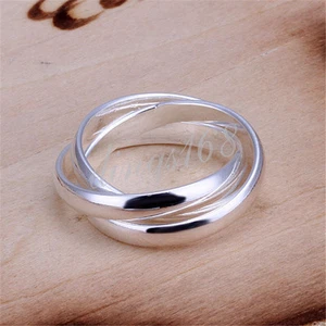 Anello a fascia in argento sterling 925 ipoallergenico triplo rotolo flessibile 10 mm H666 - Foto 1 di 2