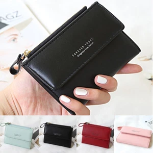 RFID Blocking Womens Mini Wallet Bifold Leather Credit Card Holder Purse Pocket - Picture 1 of 18