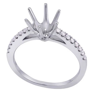 18K Weißgold 0,60Ct Solitär mit Akzenten Diamant Ringfassung (Größe) - Bild 1 von 5