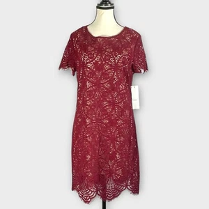 Cynthia Steffe Shift Dress 8 Moroccan Ruby Lace Cocktail Party Wedding Guest NWT - Picture 1 of 13