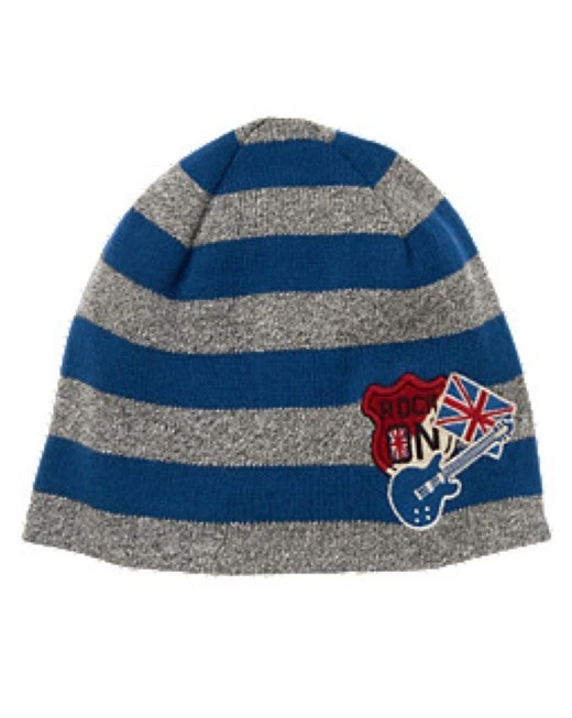 NWT Gymboree Stripe London Rocker Patch Guitar Flag Sweater Beanie Hat Boy 8 9  - Image 1 of 1