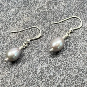Pendientes de perlas cultivadas - plata esterlina 925 - envueltos en alambre - piedras preciosas - Imagen 1 de 4