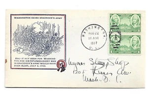 VINTAGE COVER,WASHINGTON SAVES BRADDOCK'S ARMY-BRADDOCK,PA-WASHINGTON/GREENE ST - Picture 1 of 1