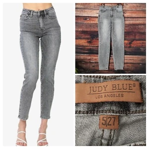 Judy Blue Jeans High Rise Size 5 Slim Fit Stone Wash Stretch Gray Denim Ankle - Picture 1 of 12