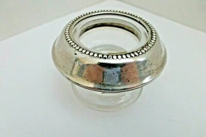 Vintage STERLINGSILBER RAND Glas Salzkeller Dip/Punkt & schlichtes Design KOSTENLOSER VERSAND USA - Bild 1 von 7