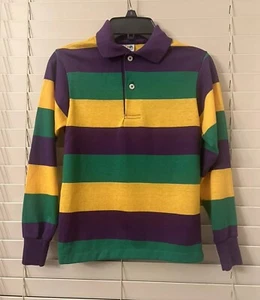 Mardi Gras Accent Annex Kids Child Small Collar Striped Button Long Sleeve Shirt - Picture 1 of 9