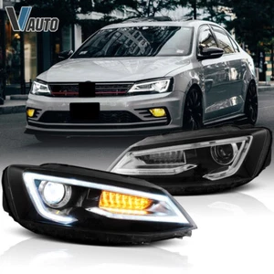 LED Headlights For 2011-18 VW JETTA MK6 LED DRL Sequential Turn sig Front Lamps - Picture 1 of 15