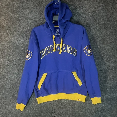 Majestic Cooperstown Collection Milwaukee Brewers Hoodie Mens Medium Vintage MLB Cover