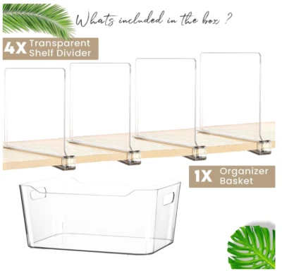 Divisor de estantes de acrílico para organización de armarios, separador de armarios, paquete de 4 Foto 1 de 4