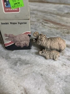 Vintage Doppel Nilpferd Figur - Taiwan / Walmart mit Box Geschenke & mehr - Bild 1 von 5