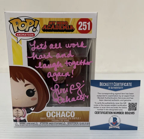 Luci Christian Signed Ochaco MY HERO ACADEMIA Exclusive Funko Pop BECKETT COA 9 Cover