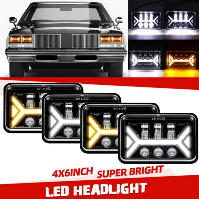 Faros LED de 4x6"" para Delta 88 1976-86 de haz alto bajo halo DRL ojos de ángel 4 piezas Foto 1 de 4