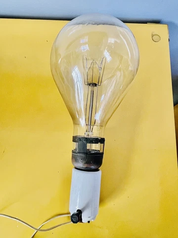 Antique Edison Era Giant 12” Glass Light Bulb, Porcelain Socket base Circa 1900 Cover