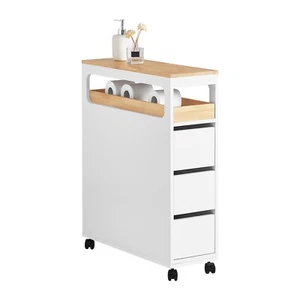 SoBuy Nischenregal mit 3 Schubladen Küchenregal Badschrank Nischenwagen BZR54-W - Bild 1 von 9
