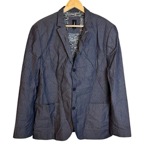 Howe Blue Cotton Chambray Blazer Sport Coat 3 Button Size 44 - Picture 1 of 11