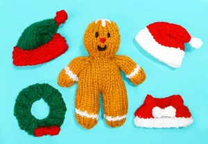 KNITTING PATTERN - Christmas Gingerbread Man Doll with Removable Clothes toy - Picture 1 of 3