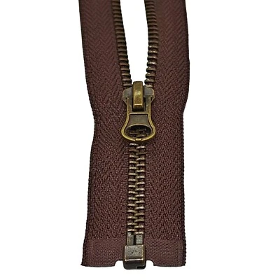 Cerniera metallo ottone antico MARRONE 1 pz #5 estremità aperta resistente per giacche e cappotti