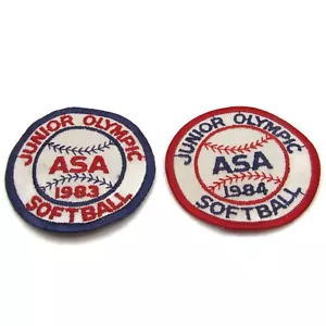 Junior Olympic Softball ASA Patches Vintage 1983 & 1984 - Picture 1 of 5