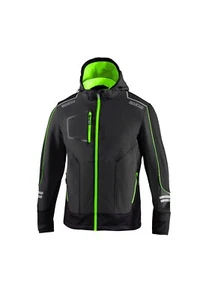 Giacca da lavoro Tech Softshell SPARCO verde / nero con cappuccio removibile ✔️ - Picture 1 of 7