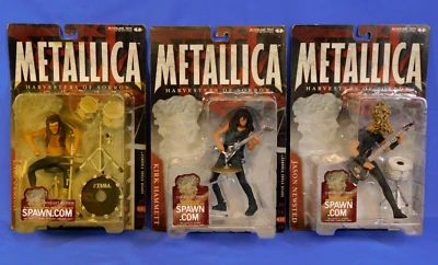 JUEGO DE 3 DE 4 COSECHADORAS DE DOLOR MCFARLANE METALLICA LARS ULRICH, KIRK, JASON Foto 1 de 4