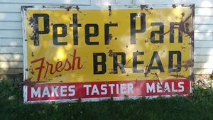 Vintage RARE PORCELAIN PETER PAN fresh bread Sign 95"×53" - Picture 1 of 6