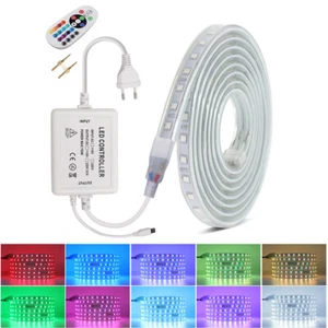 Striscia LED RGB barra striscia 5050 230V nastro impermeabile catena luminosa dimmerabile - Foto 1 di 16